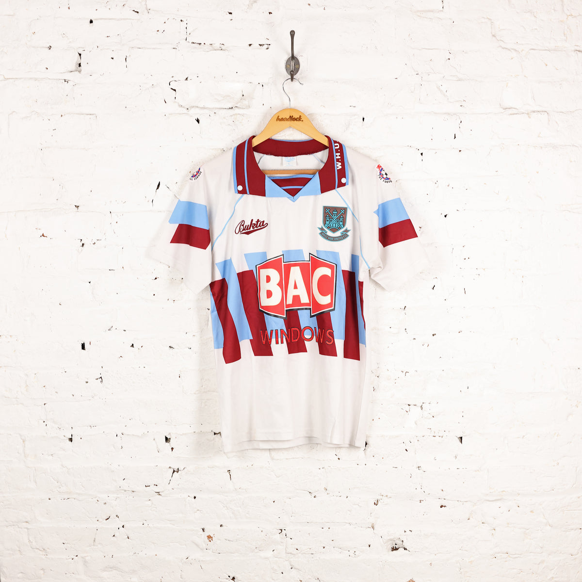 West Ham United Bukta 1991 Third Football Shirt - White - L – Headlock