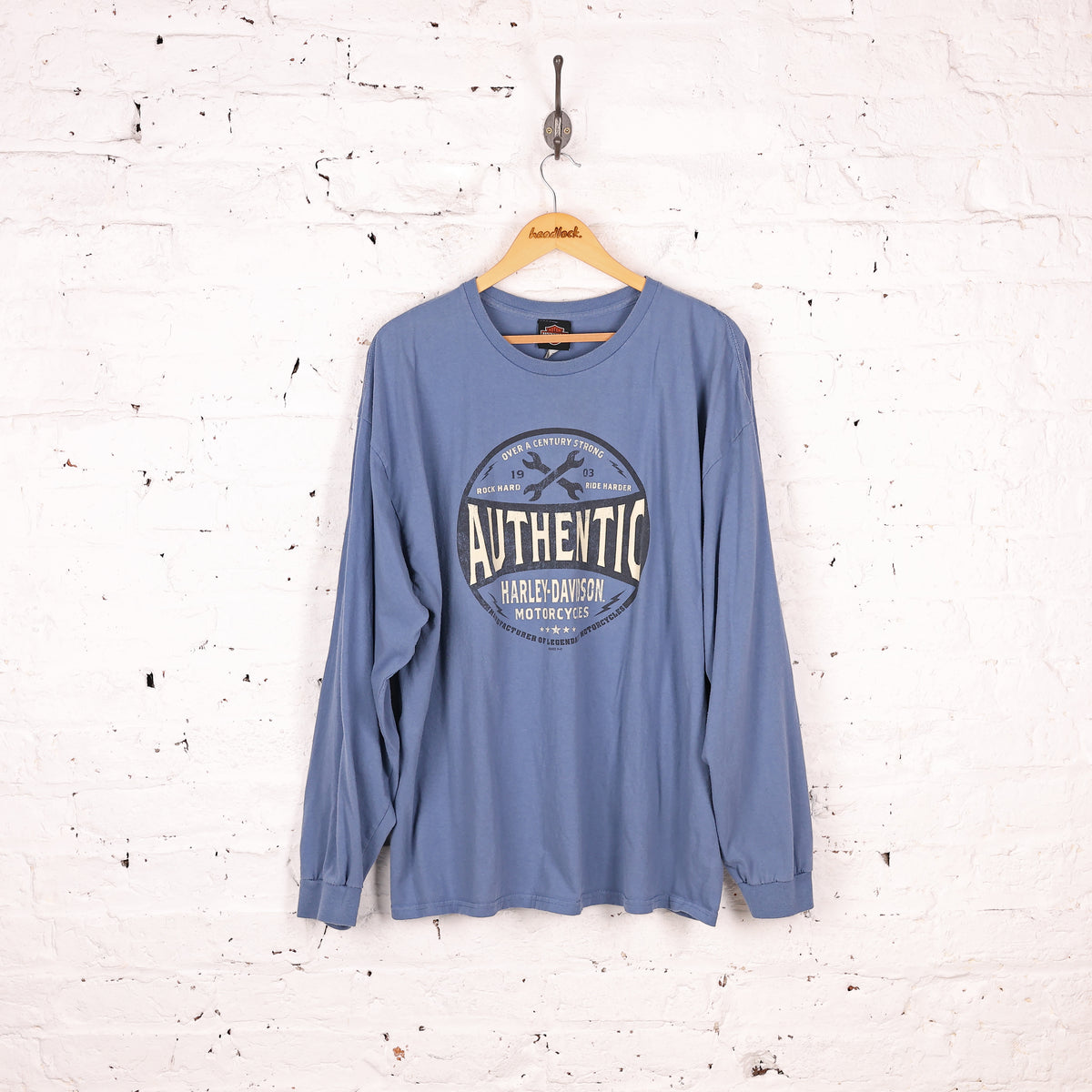 90s Harley Davidson Long Sleeve T Shirt - Blue - XXL – Headlock