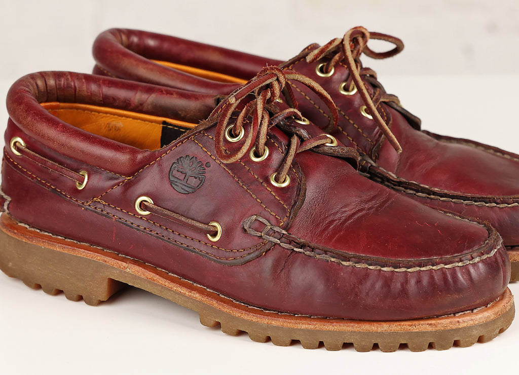 Timberland Leather Deck Boat Shoes - Burgundy - UK 7