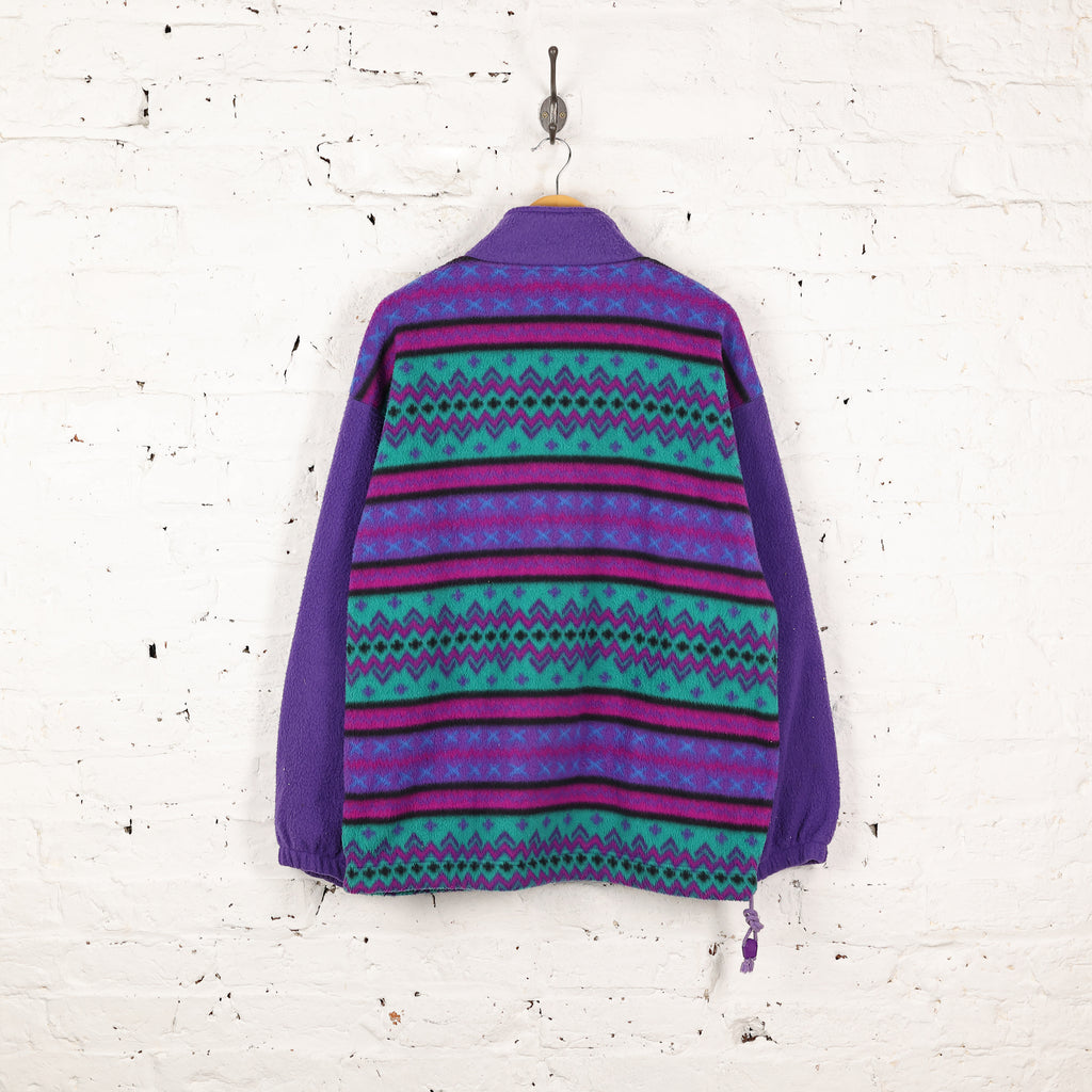 90s 1/4 Zip Pattern Fleece - Purple - XXL