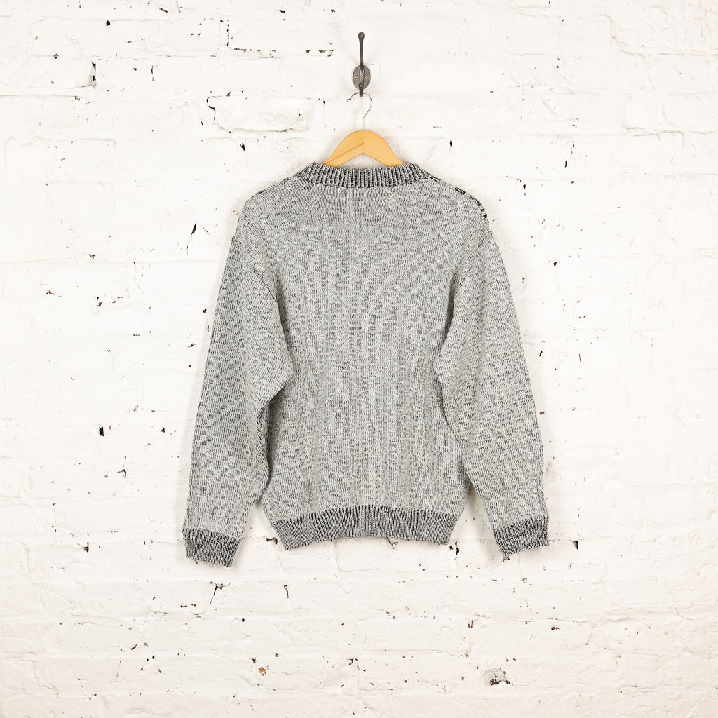 90's Pattern Knit Jumper - Grey - L