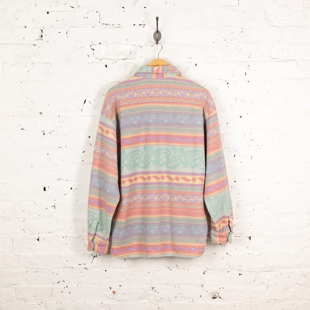 90s Fleece Pattern Shirt - Pink - XL