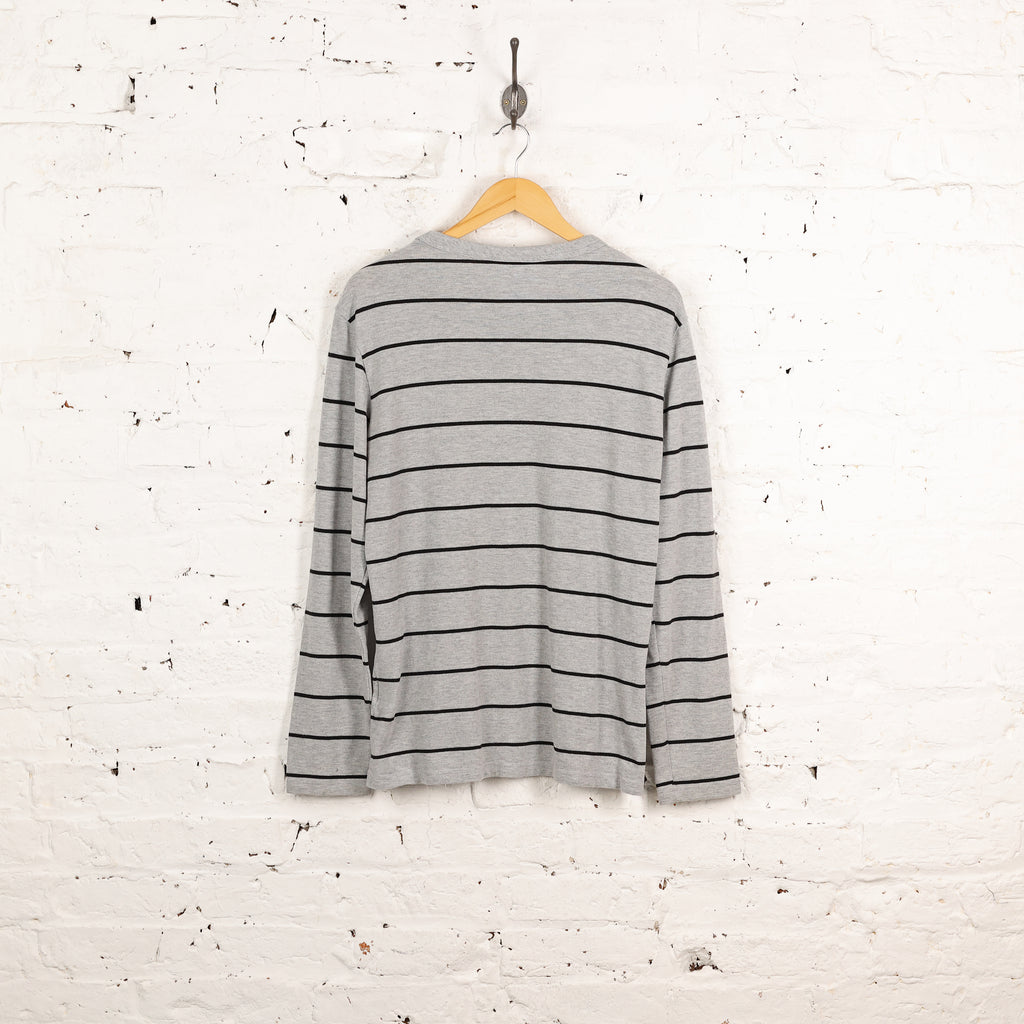 Lacoste Long Sleeve Striped T Shirt - Grey - M