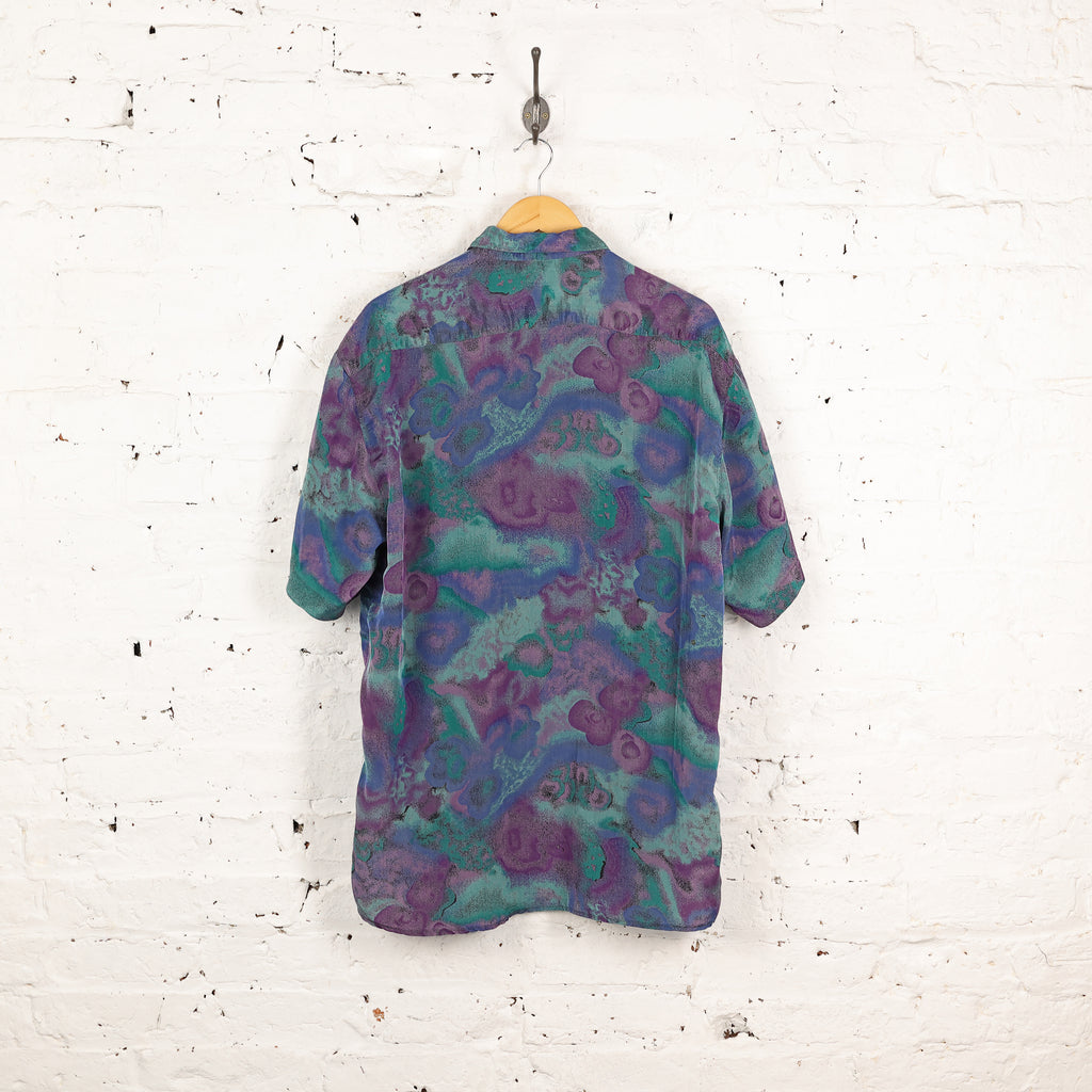 90s Short Sleeve Pattern Shirt - Purple - XL