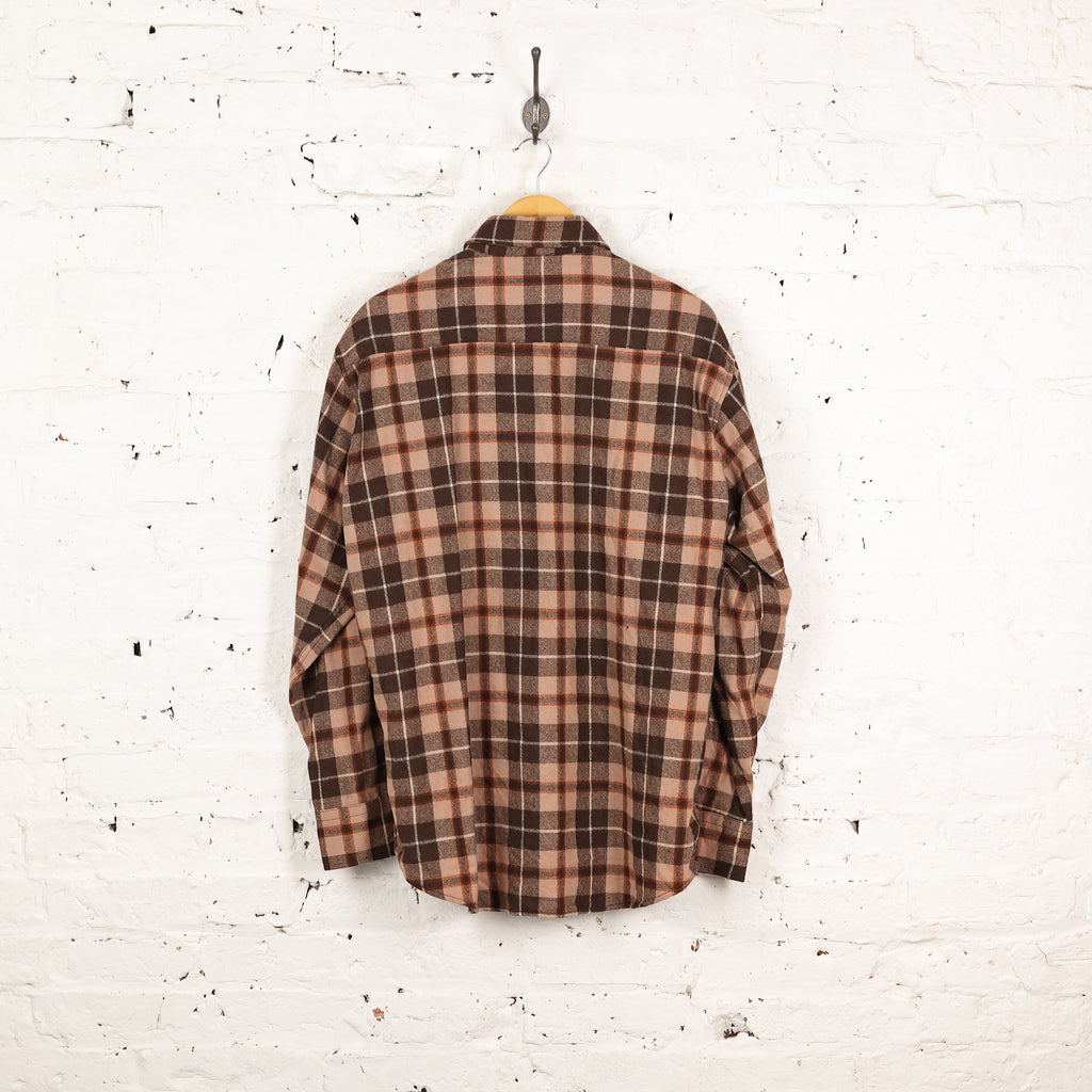 Wool Plaid Check Shirt - Brown - XL