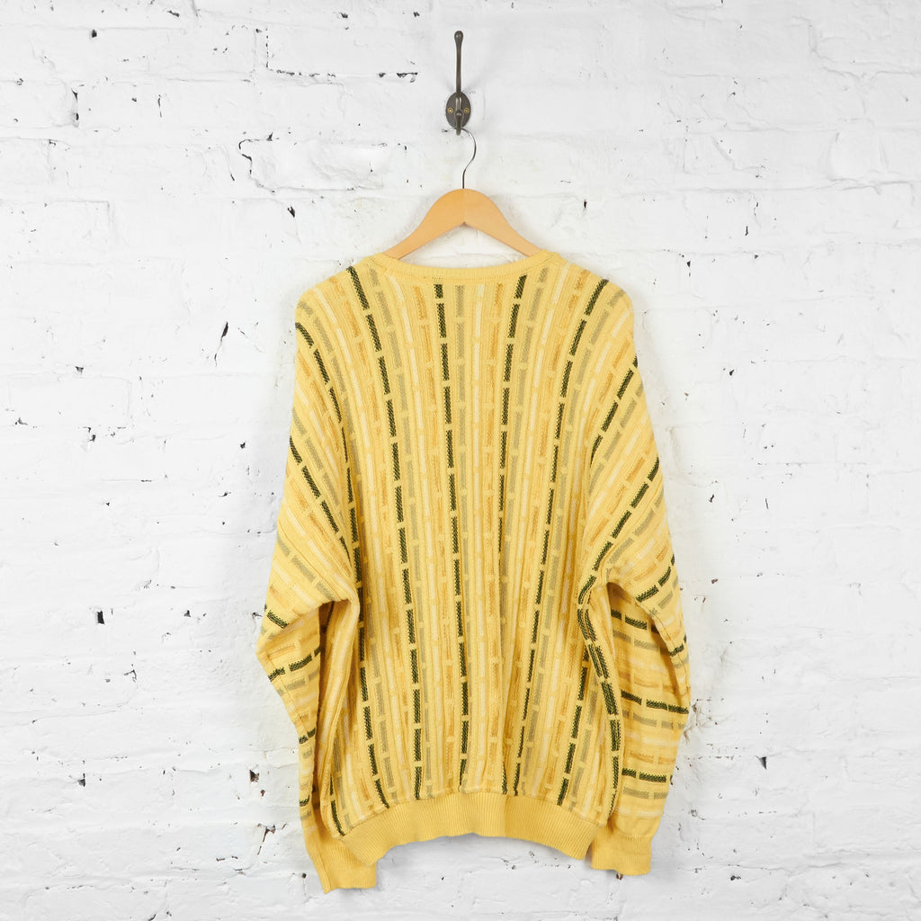 90s Pattern Knit Jumper - Yellow - XL
