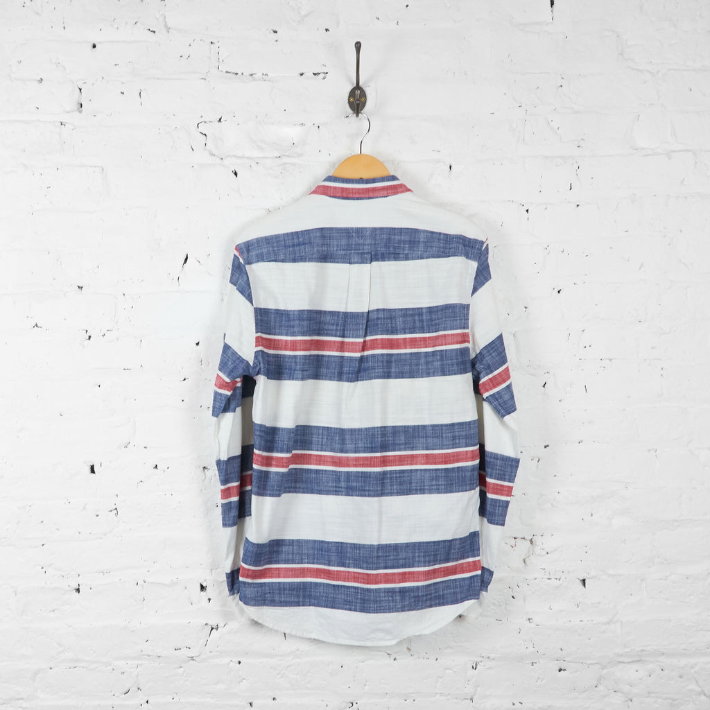 Vintage Tommy Hilfiger Striped Linen Shirt - White/Blue/Red - M - Headlock