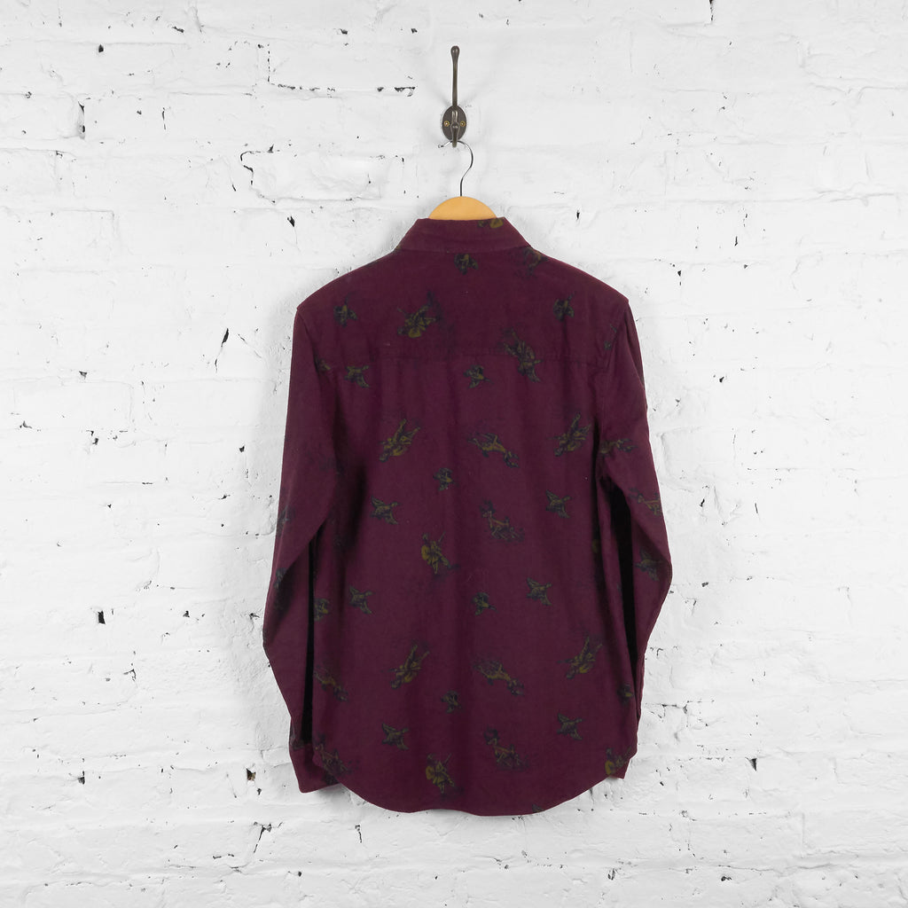 Vintage Hunting Themed Pattern Woolrich Shirt - Purple/Black - S - Headlock