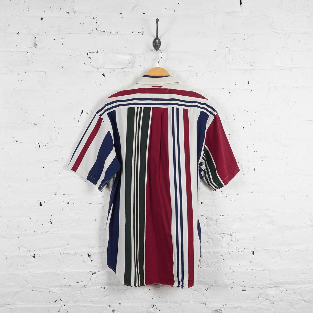 Vintage Striped Tommy Hilfiger Shirt - Green/White/Red - L - Headlock