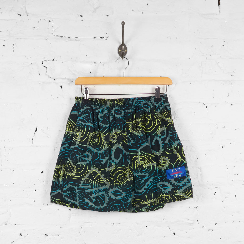 Vintage Patterned Beach Shorts - Black/Yellow/Blue - M - Headlock