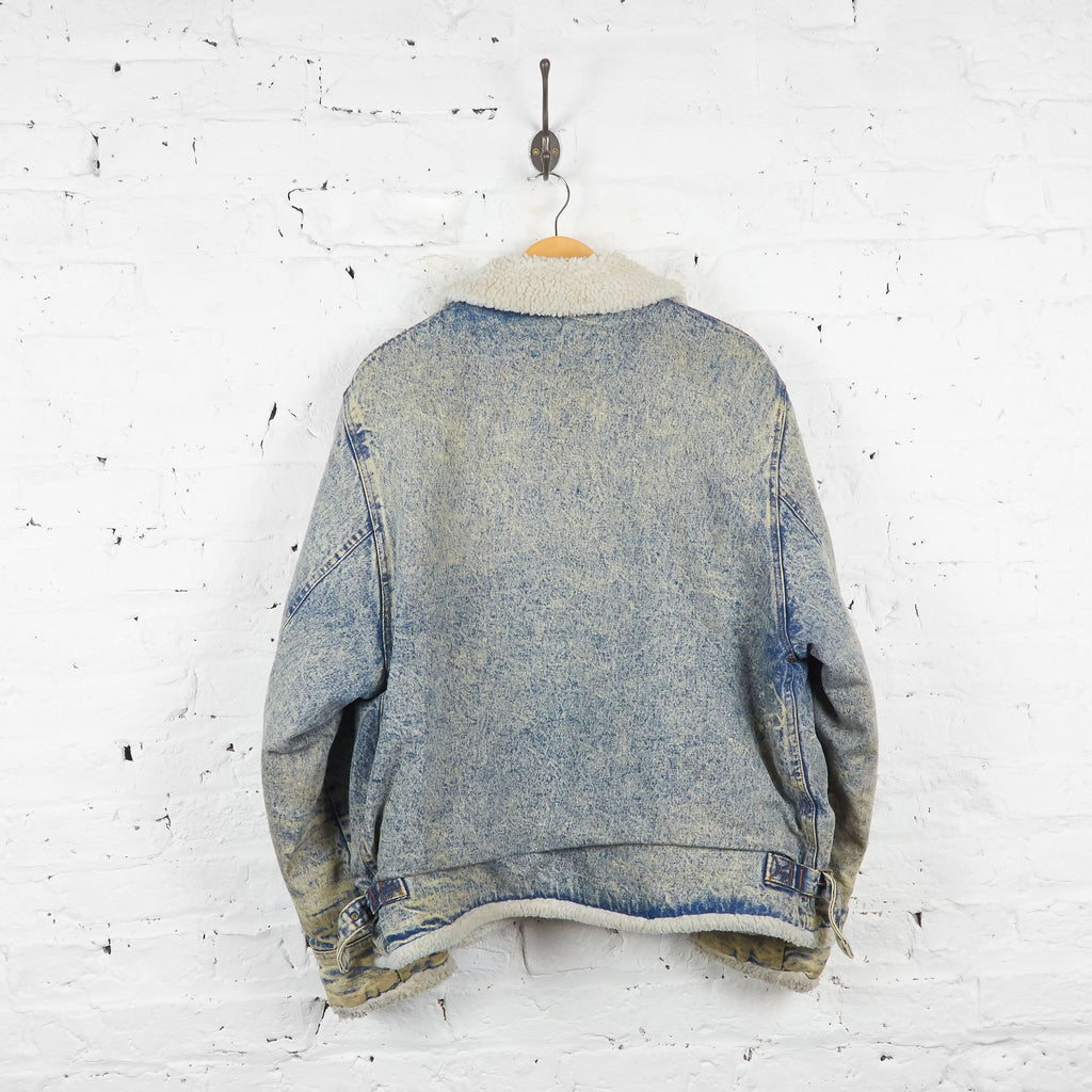 Vintage Fleece Lined Forenza Jeans Acid Wash Denim Jacket - Blue - M - Headlock