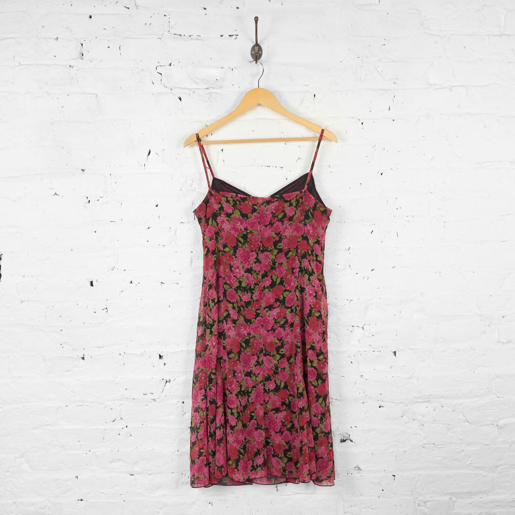Womens Floral Print Summer Strap Dress - Pink - UK 10 - Headlock