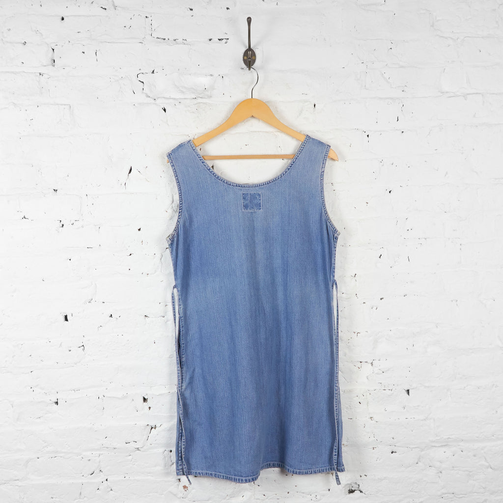 Womens Denim Pinafore Dress - Blue - UK 12 - Headlock