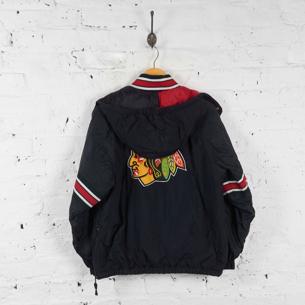 Vintage Chicago Blackhawks NHL 1/4 Zip Up Jacket - Black - L - Headlock