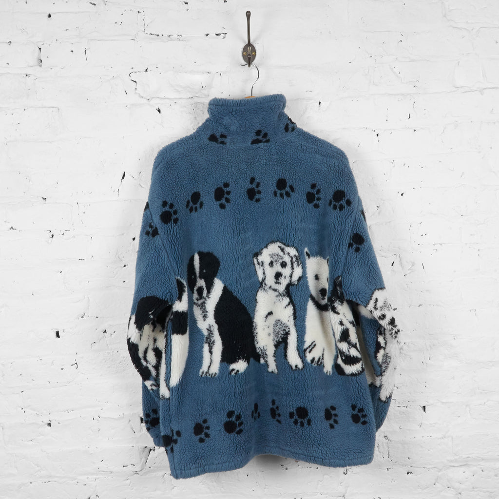 Vintage Dog Patterned Fleece - Blue - XL - Headlock