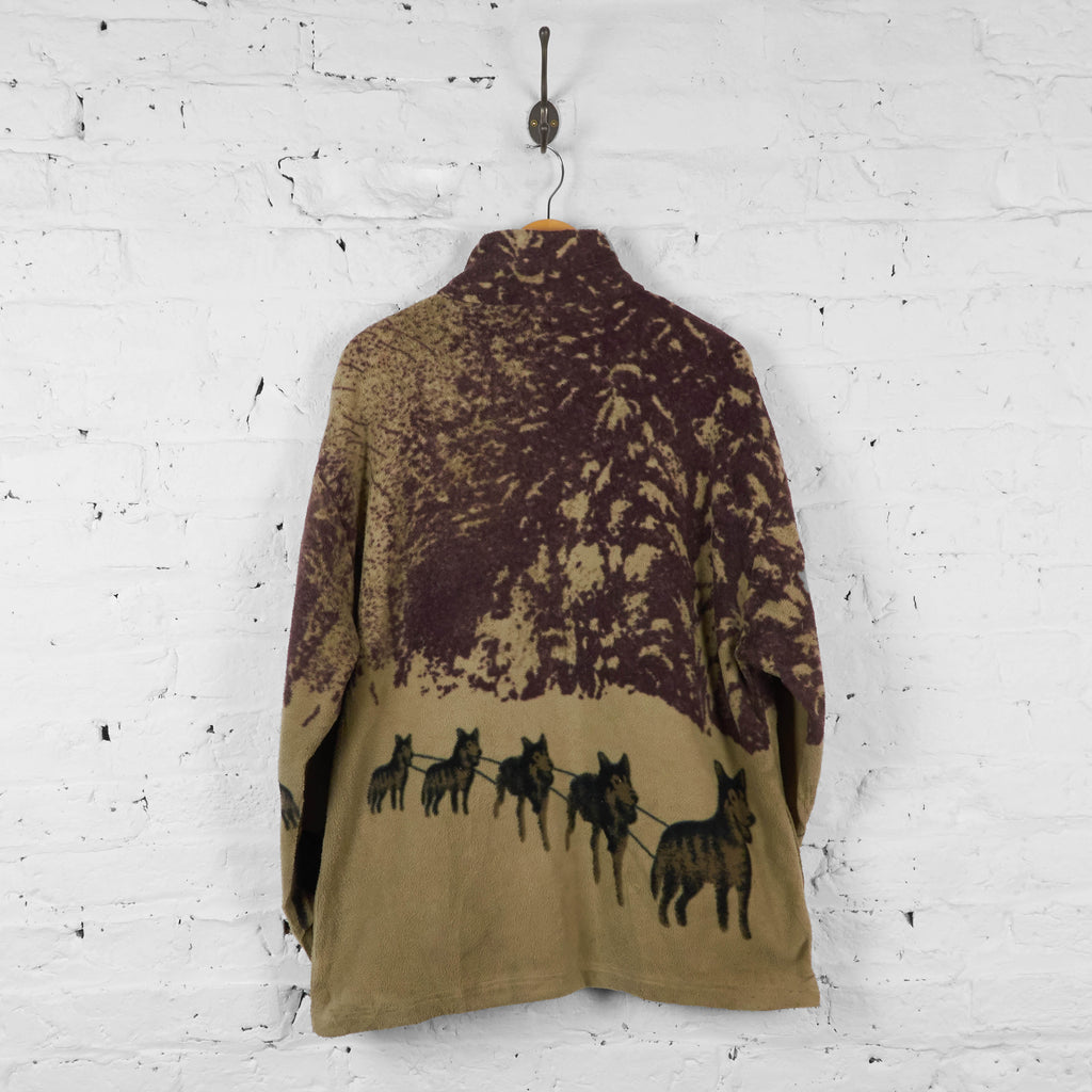 Vintage Wolf Pattern Fleece - Brown - L - Headlock