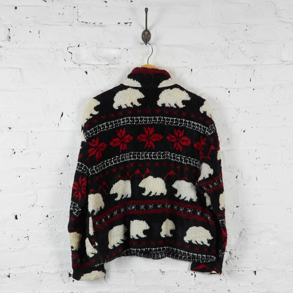 Vintage Polar Bear Pattern Fleece - Black - L - Headlock