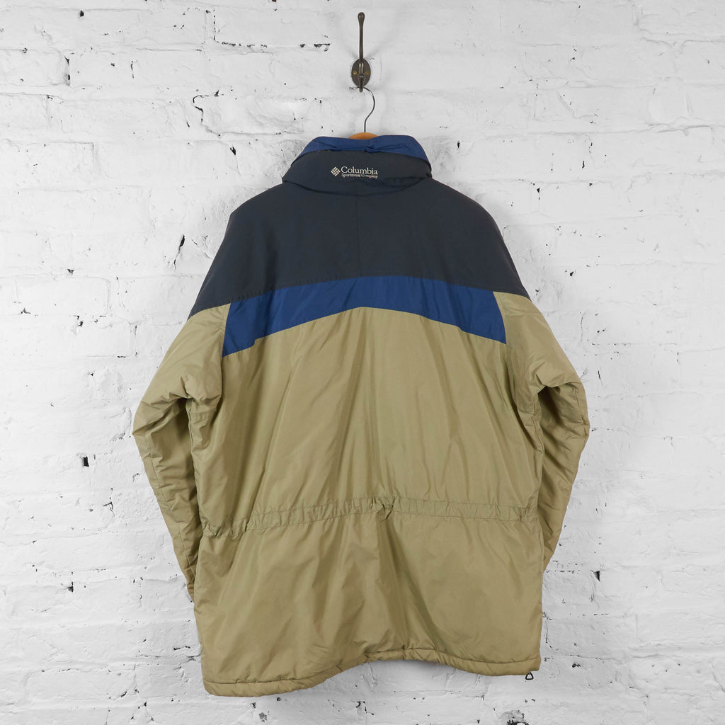 Vintage Columbia Sportswear Outdoor Hooded Jacket - Beige/Blue - L - Headlock