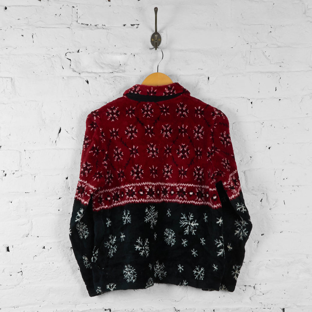 Vintage Snowflake Pattern Fleece - Red/Black - S - Headlock