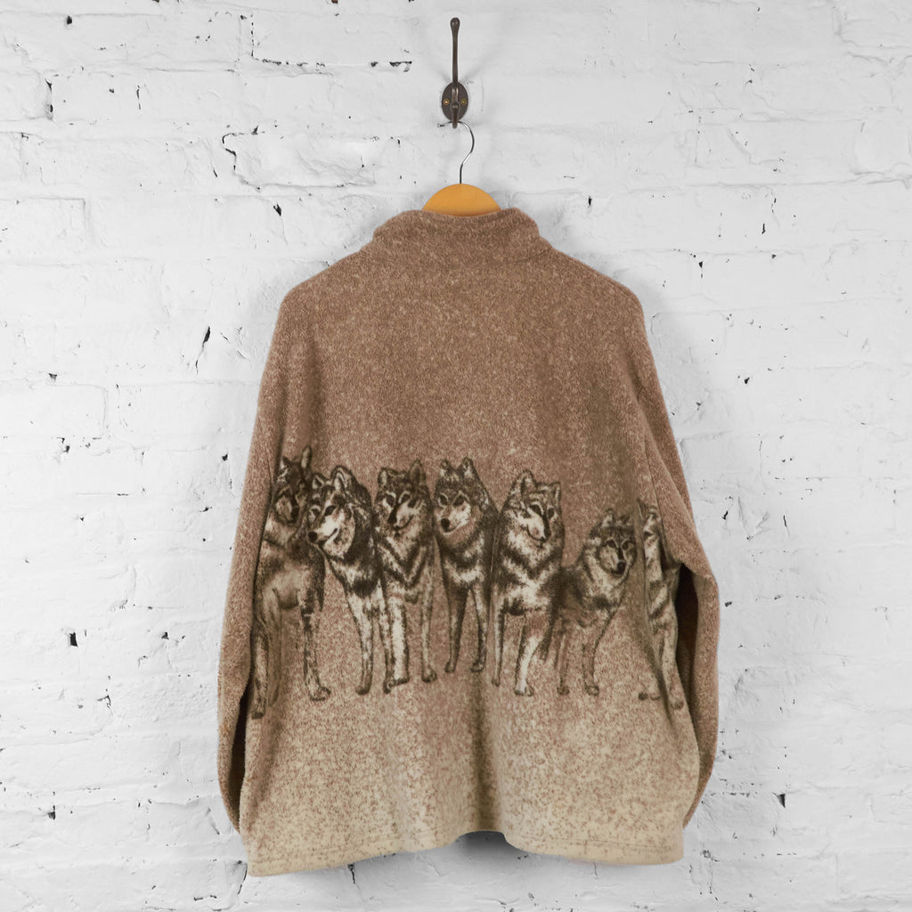 Vintage Wolf Pattern Fleece - Brown - XL - Headlock