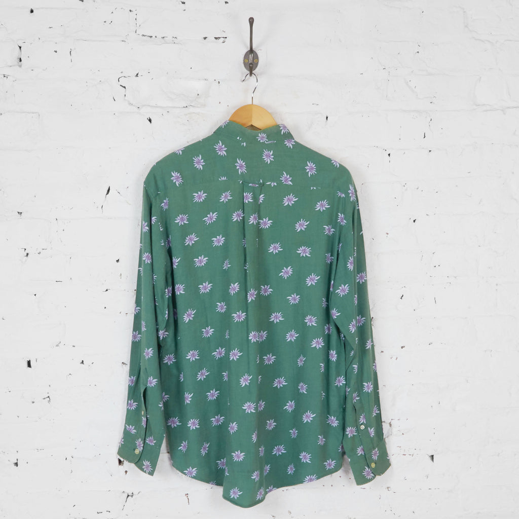 Floral Pattern Long Sleeve Shirt - Green - L