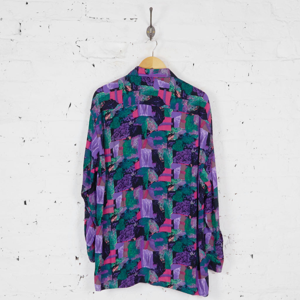 90s Long Sleeve Pattern Shirt - Purple - XL