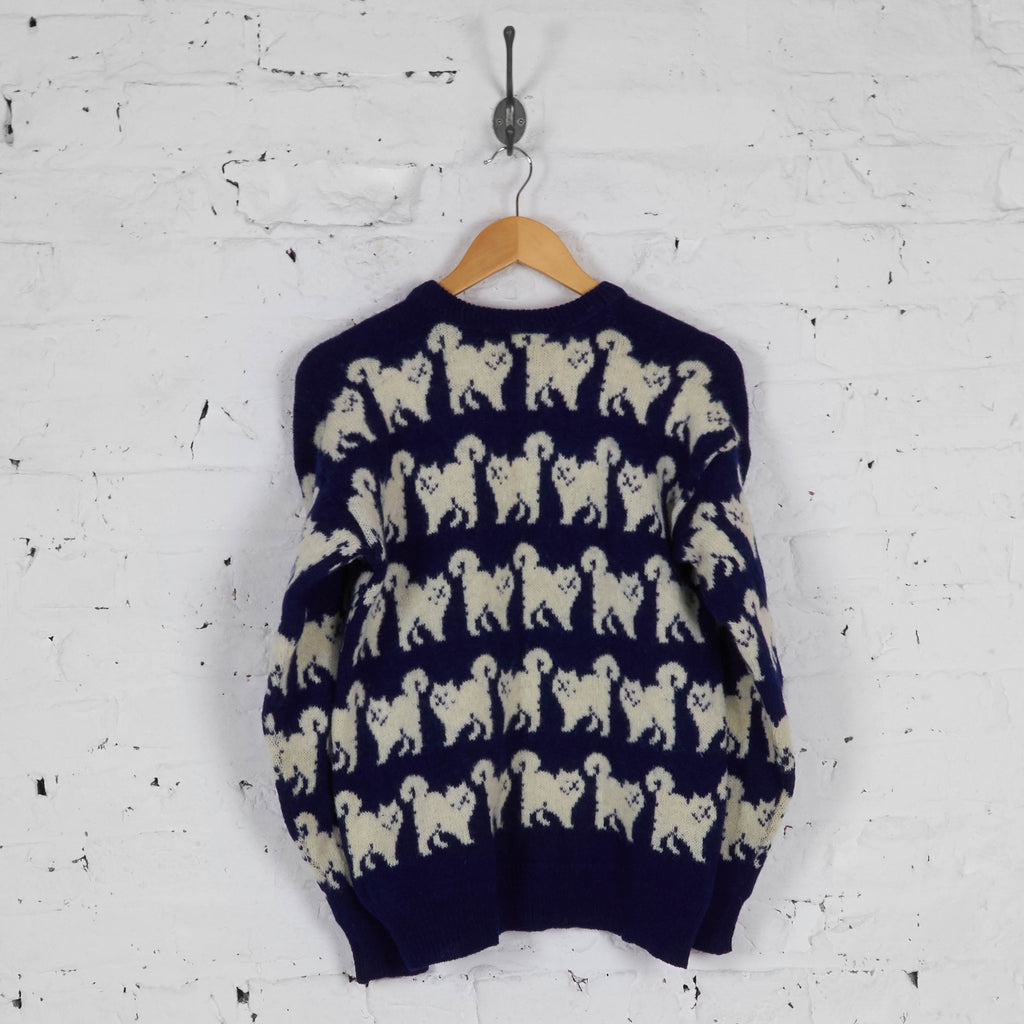 Cats Pure Wool Picture Knit Jumper - Blue - XS