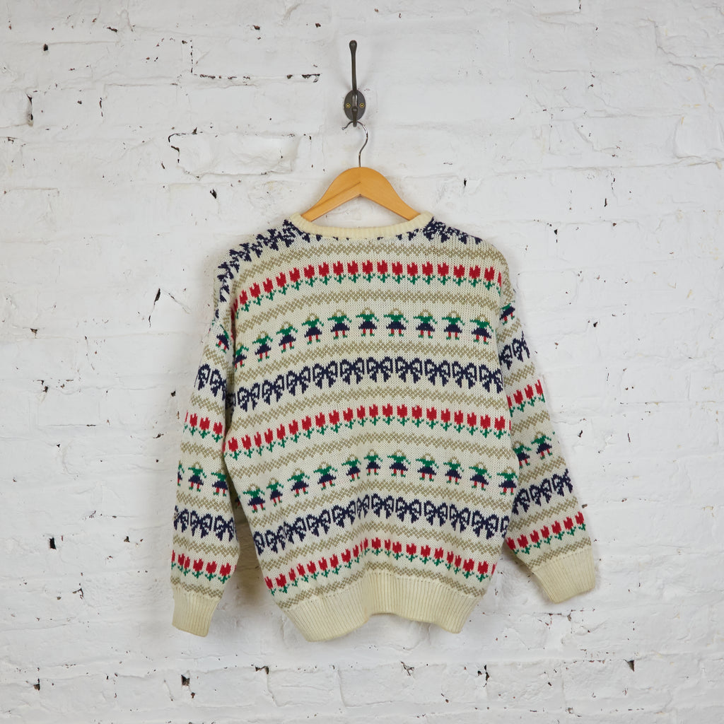Picture Knit Jumper - White - S