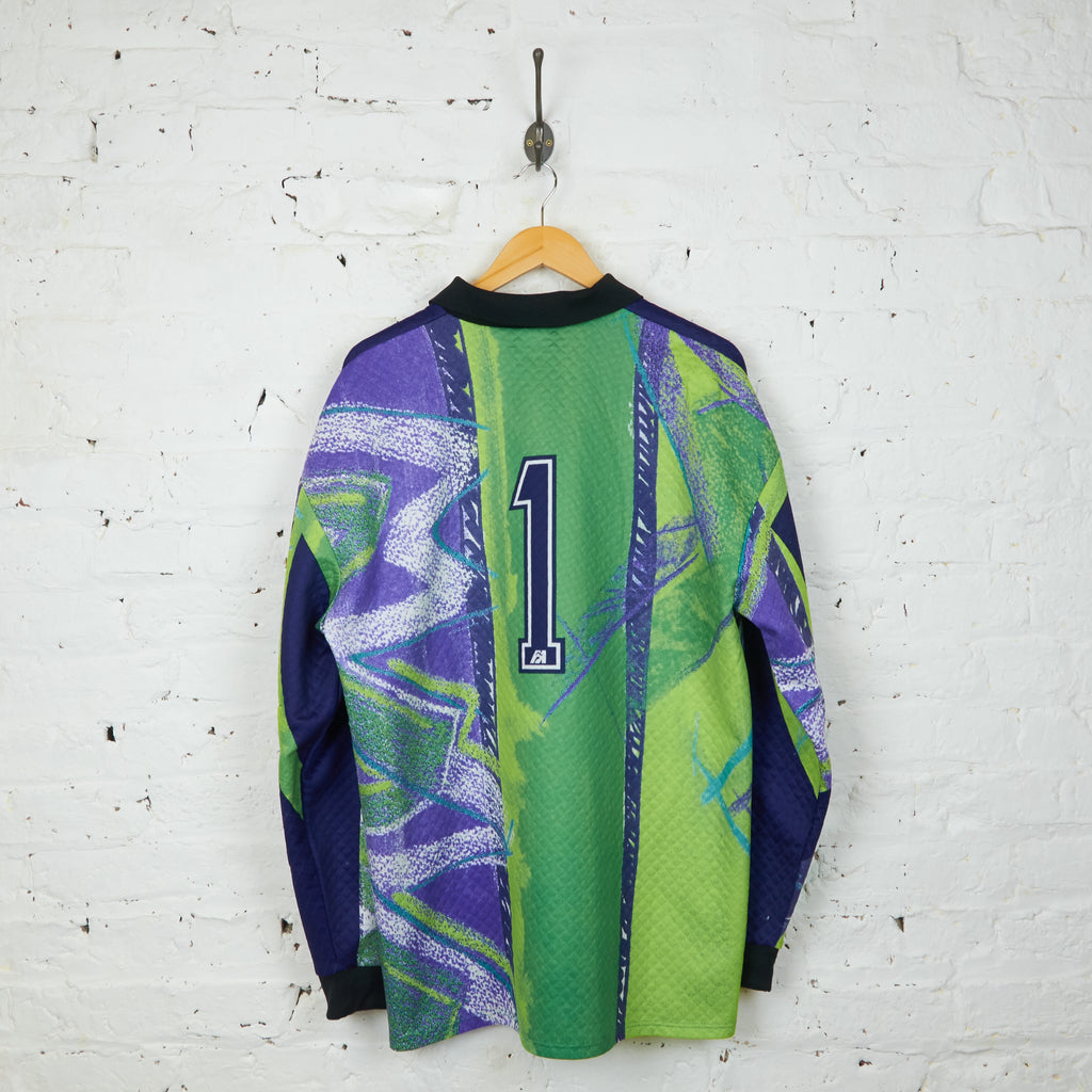 90s Football Goalkeeper Shirt - Green/Purple - XL