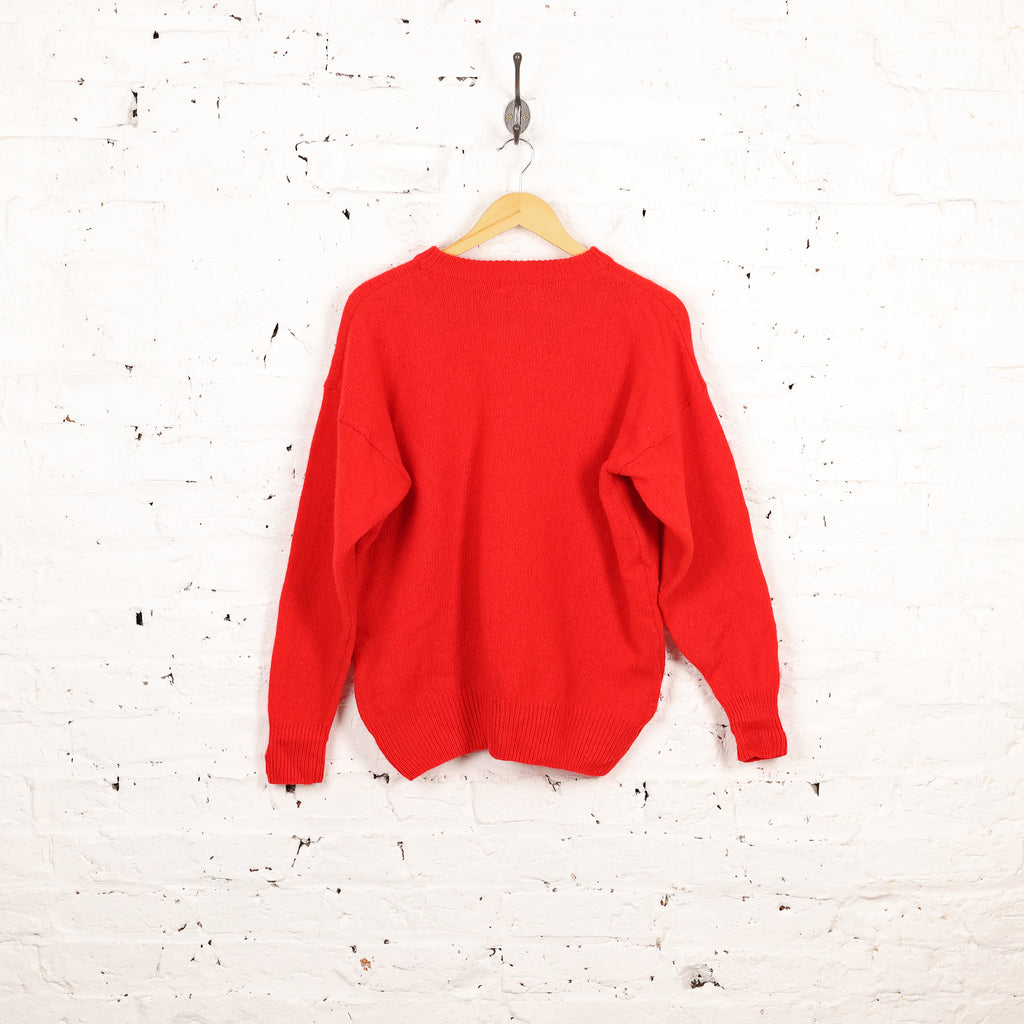 Women's Paco Sweaters Wool Knit 80s Jumper - Red - Womens M