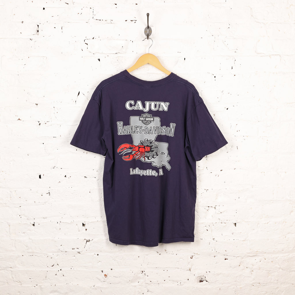 Harley Davidson Cajun Dealership T Shirt - Purple - XL