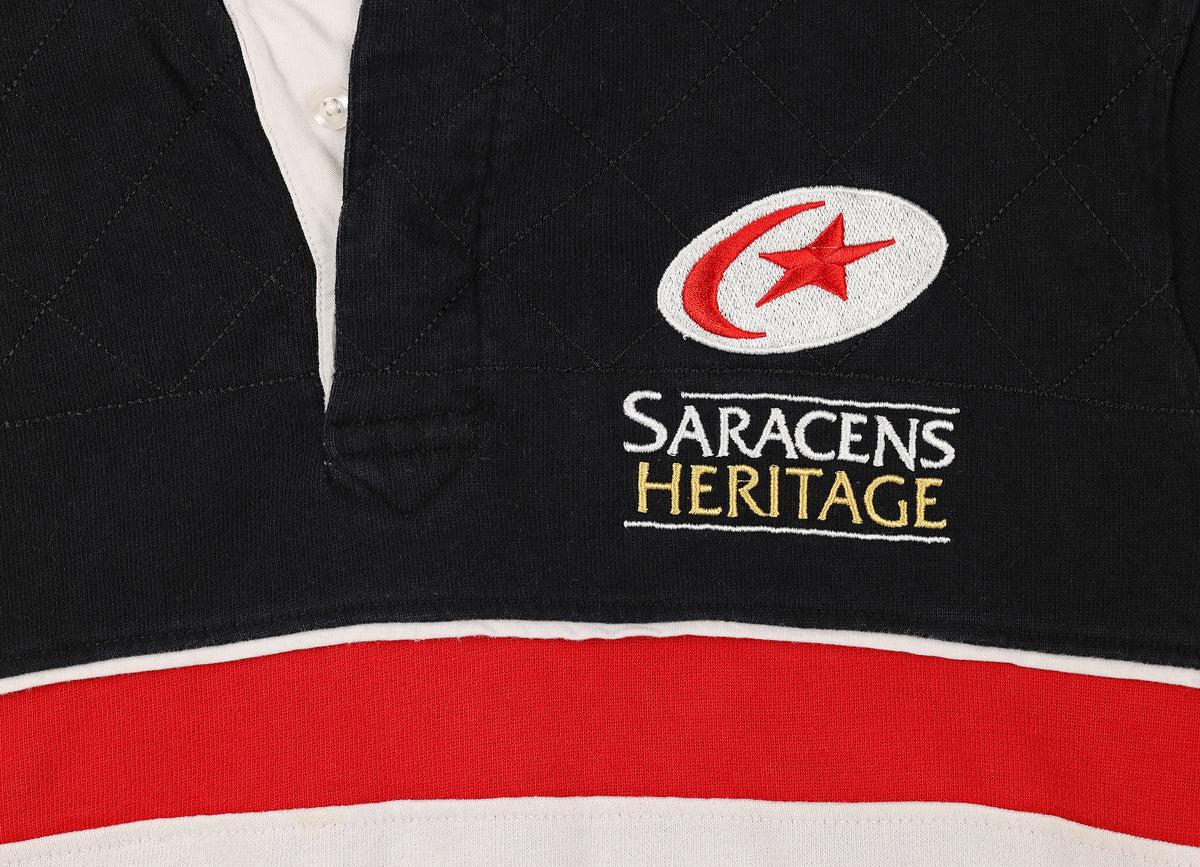 Saracens Heritage Long Sleeve Rugby Shirt Black S Headlock