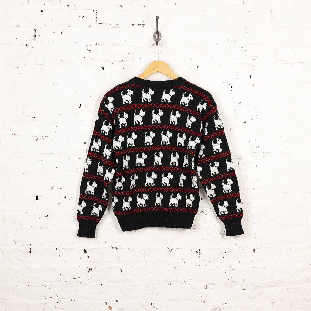 Dogs Picture Knit Jumper - Black - XS