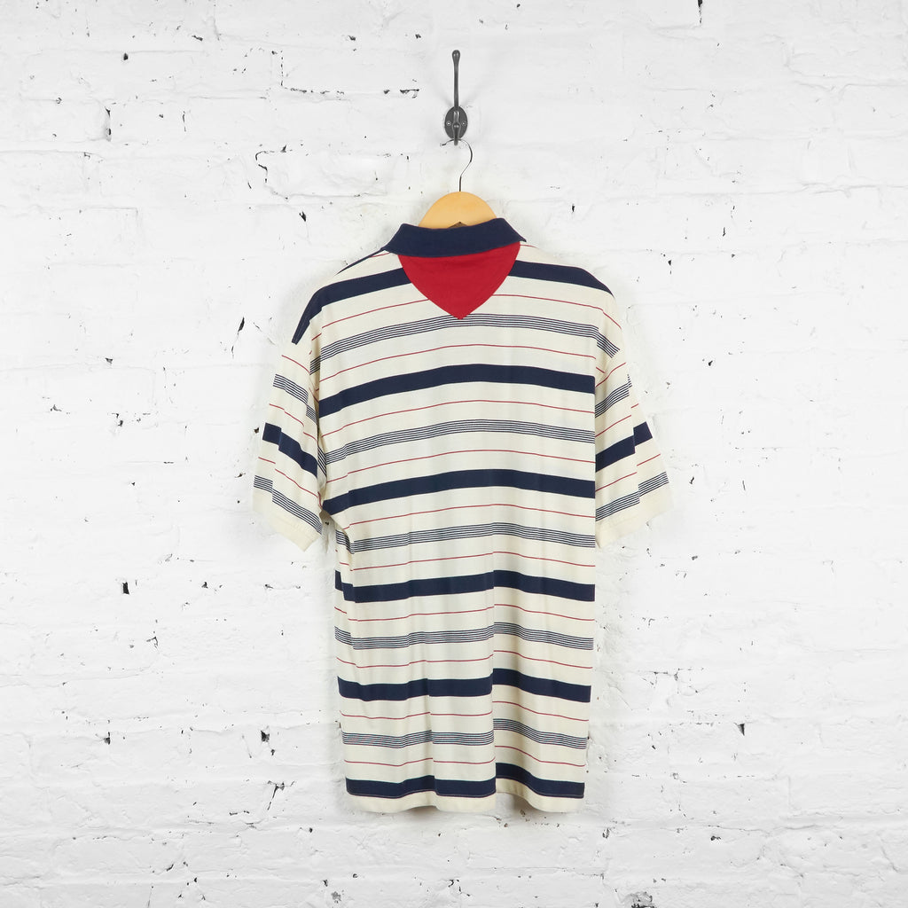Vintage Striped Tommy Hilfiger Polo Shirt - Navy/White - L - Headlock