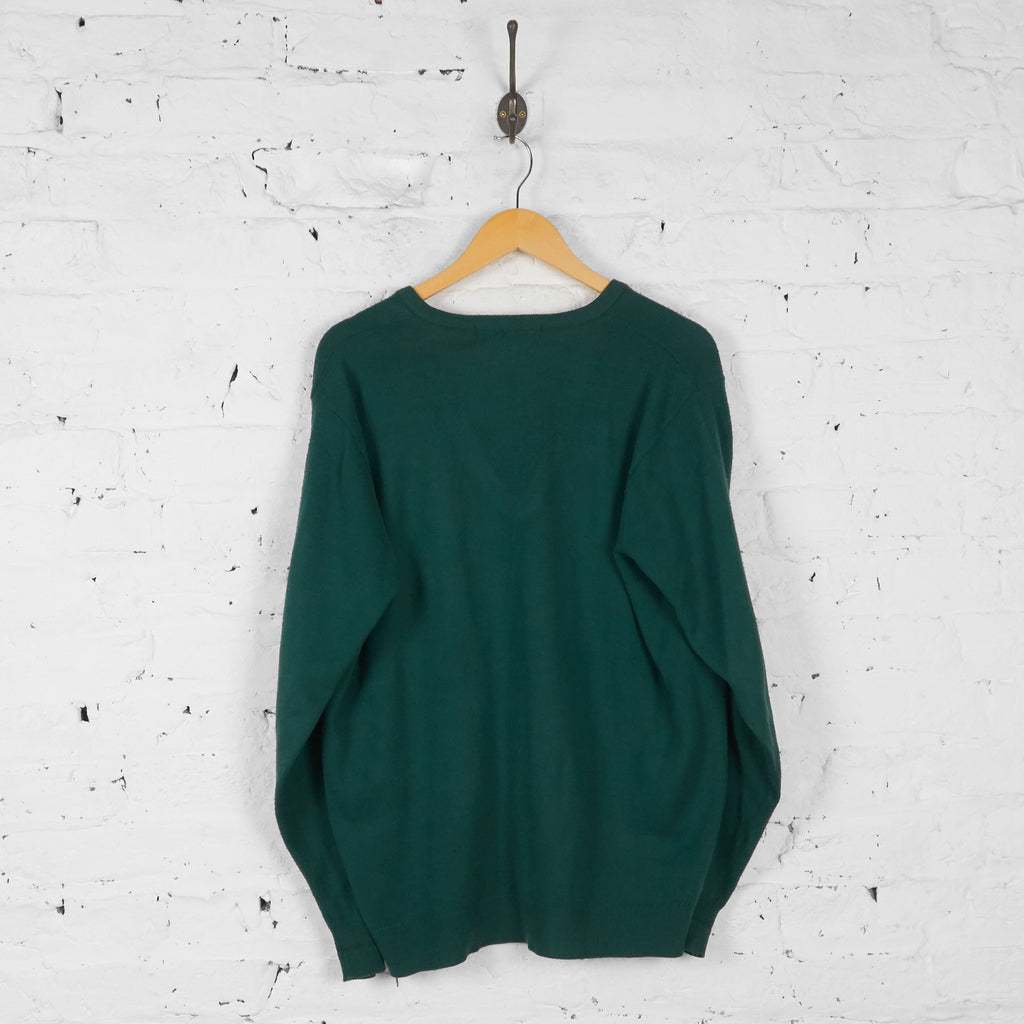 Fred Perry V Neck Knit Jumper - Green - M - Headlock