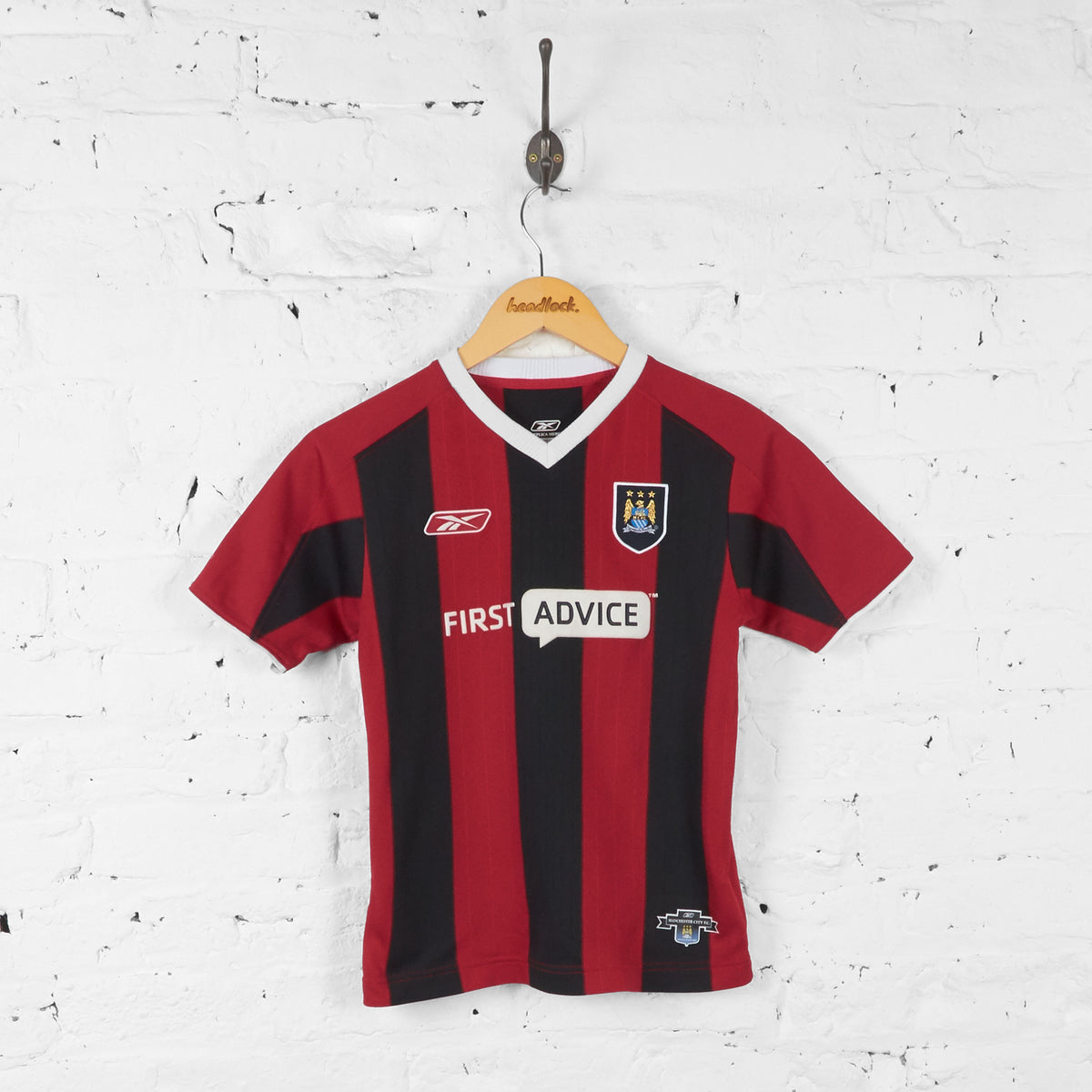 Manchester City 2003 Reebok Away Football Shirt - Red/Black - M