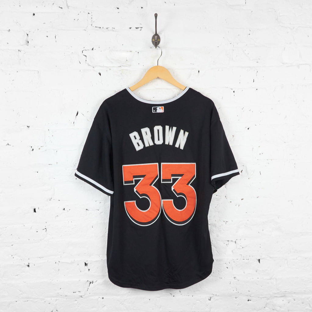 Marlins Brown 33 Baseball Jersey - Black - XL - Headlock