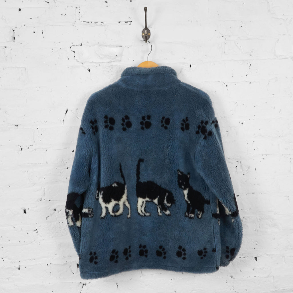 Vintage Cats Patterned Fleece - Blue - M - Headlock