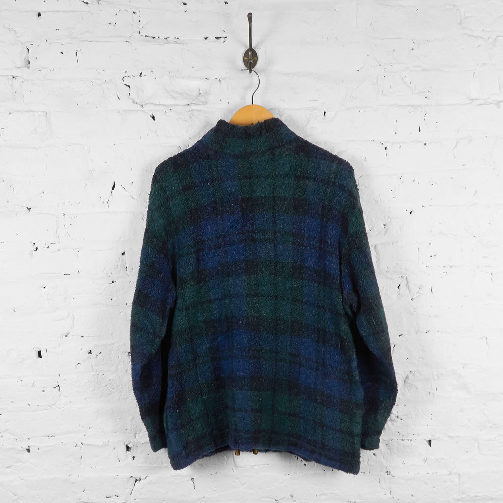 Vintage Checked Pattern Fleece - Green/Blue - M - Headlock