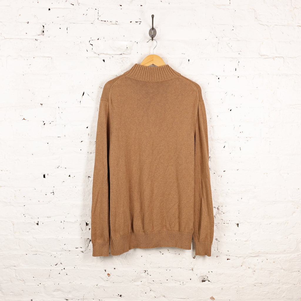 Ralph Lauren Knit 1/4 Zip Jumper - Brown - L