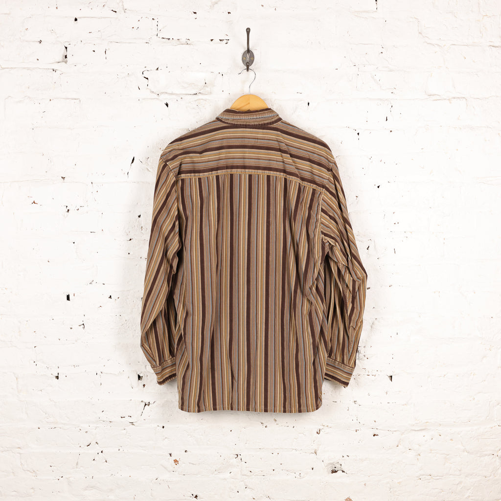 90s Corduroy Striped Shirt - Beige - XL