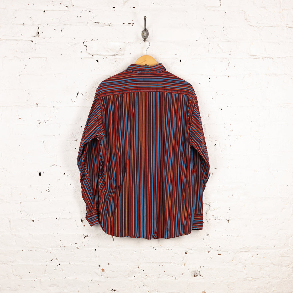 90s Corduroy Striped Shirt - Red - L