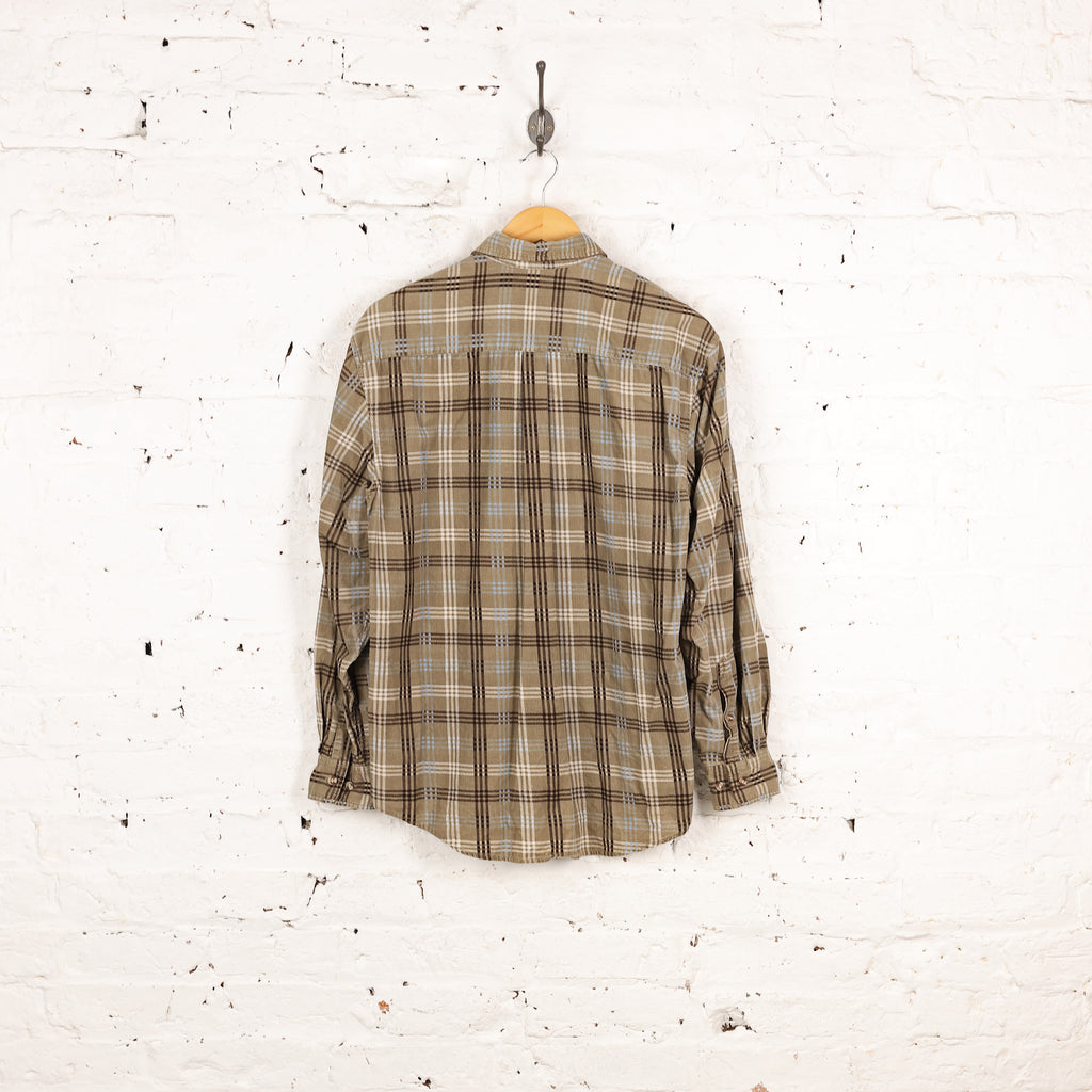 90s Corduroy Check Shirt - Green - S