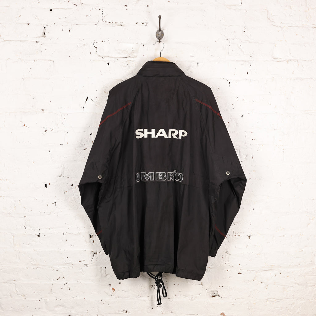 Manchester United 90s Umbro Shell Tracksuit Top Jacket - Black - XXL