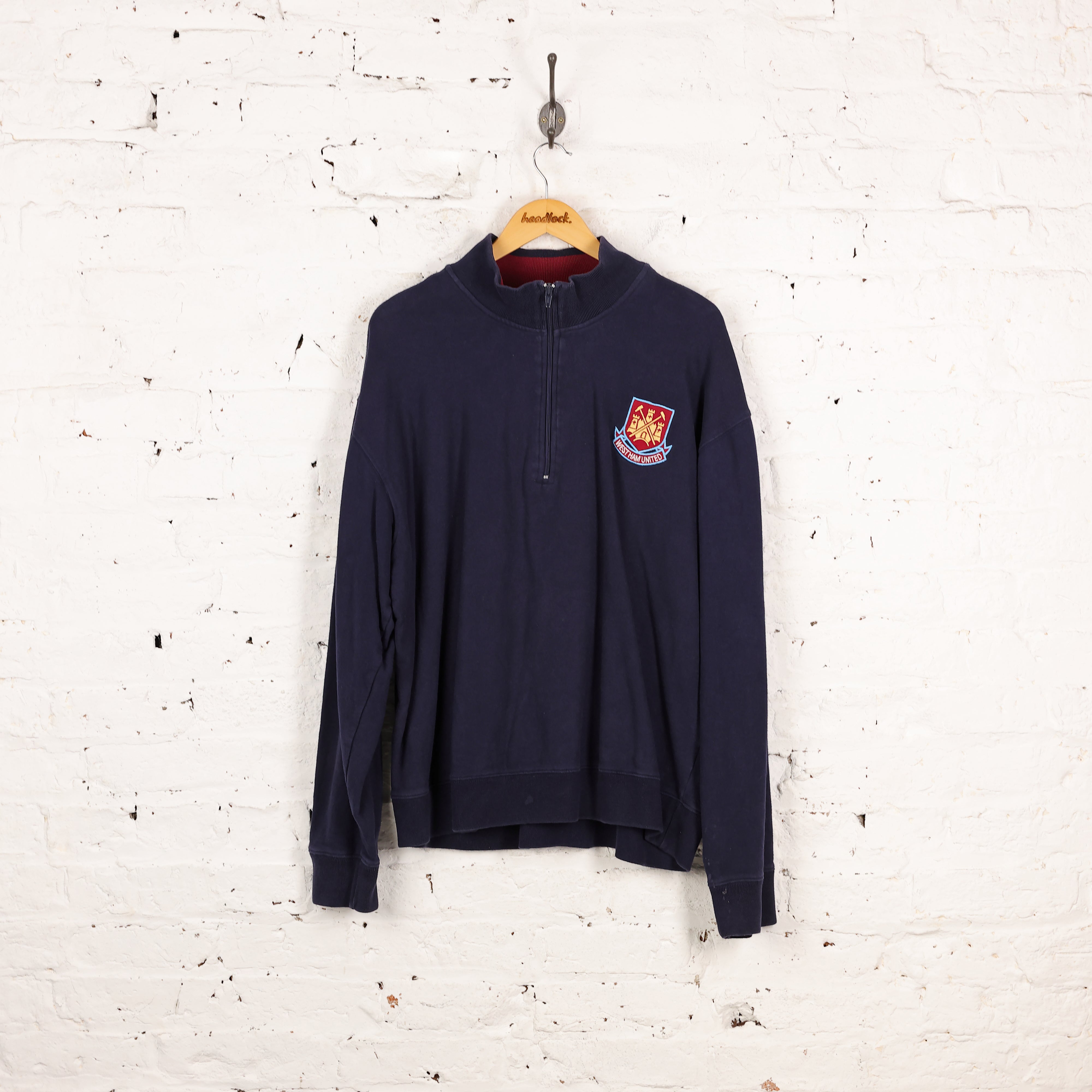 West Ham United Football 1/4 Zip Sweatshirt Blue XXXL – Headlock