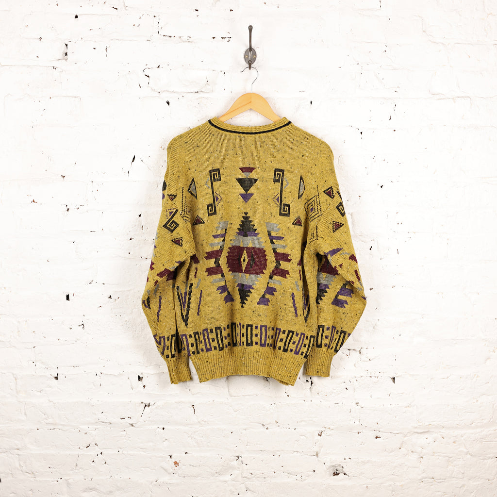 90s Pattern Knit Jumper - Yellow - S