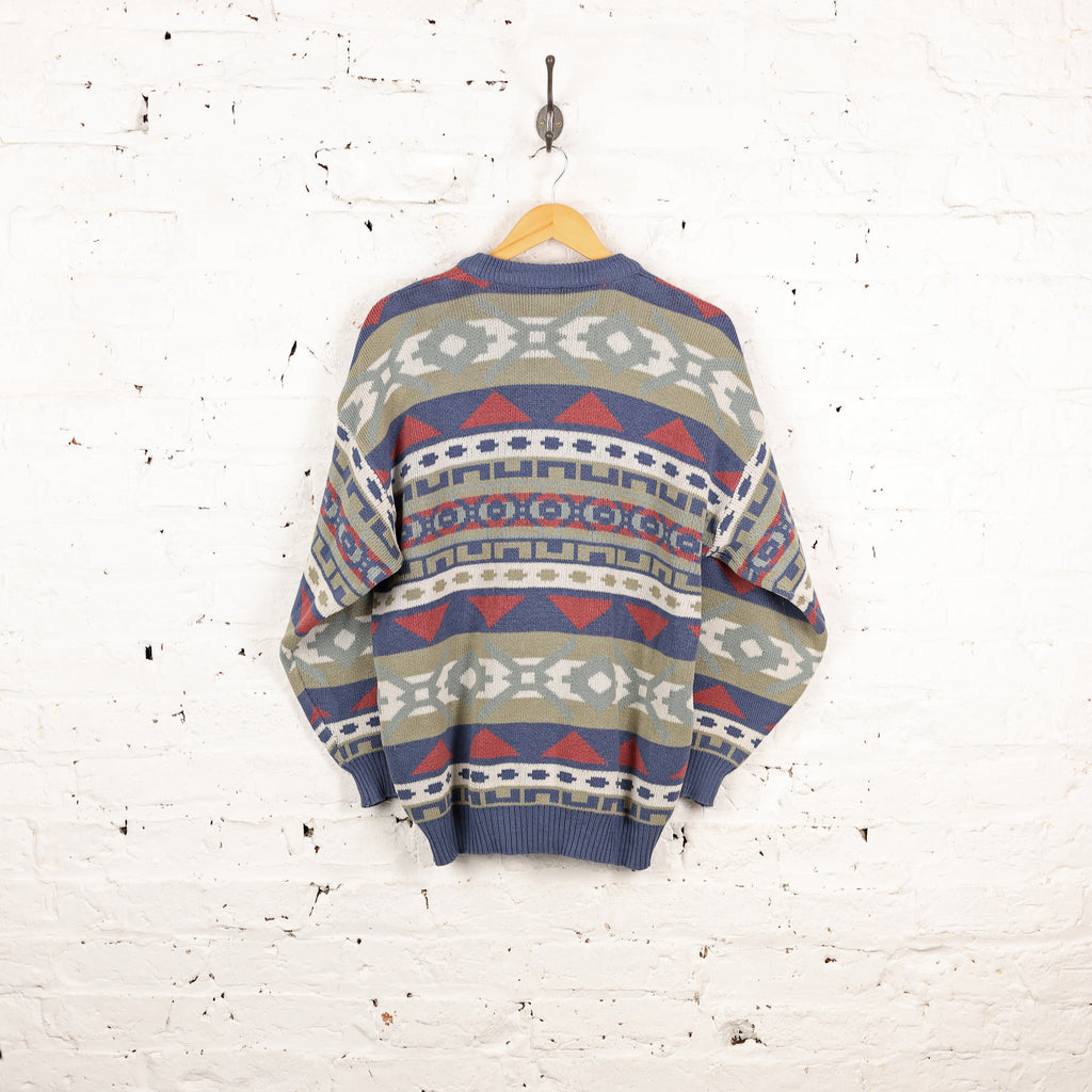 90s Pattern Knit Jumper - Purple - XL