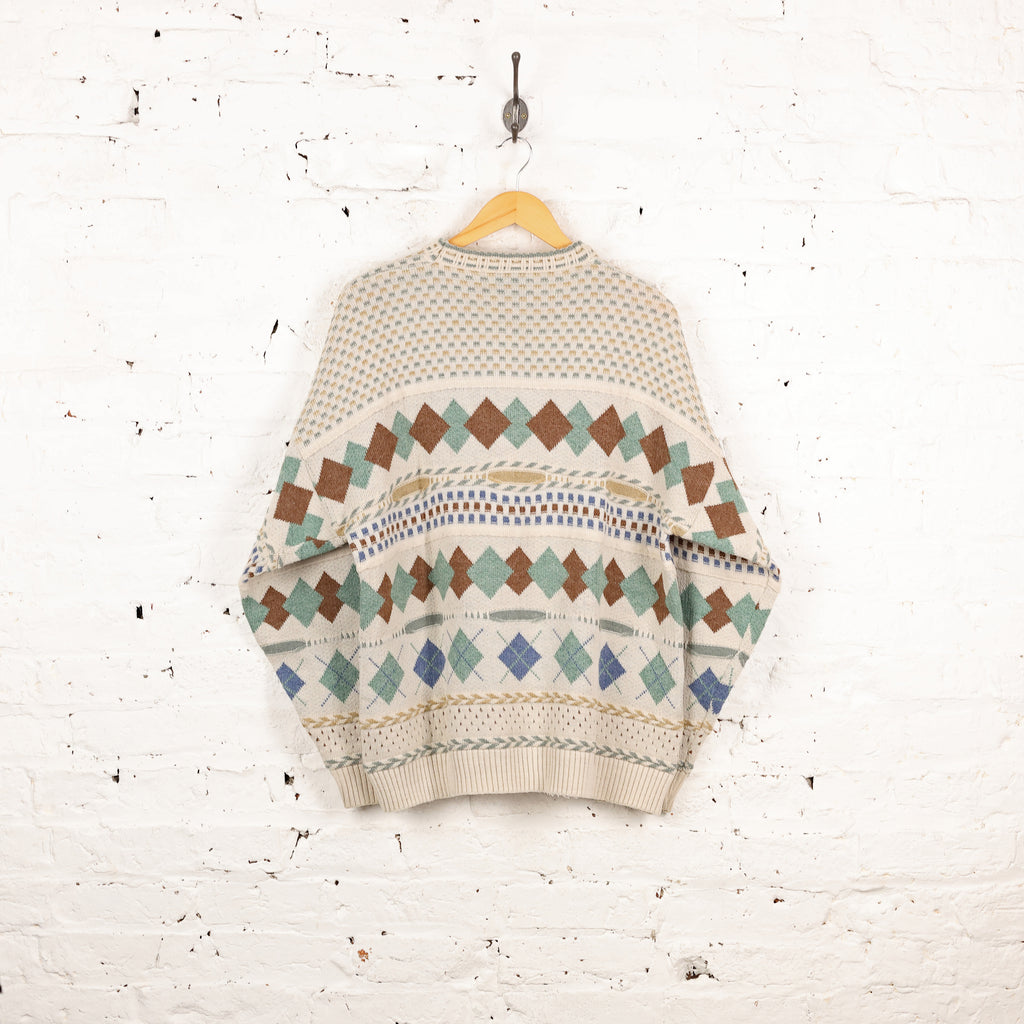 90s Pattern Knit Jumper - Beige - XL