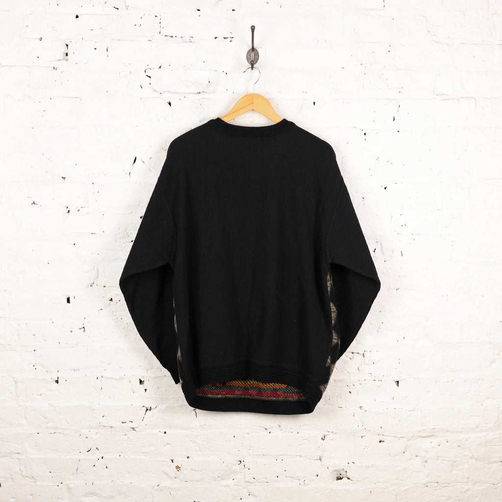 90s Pattern Knit Jumper - Black - XL