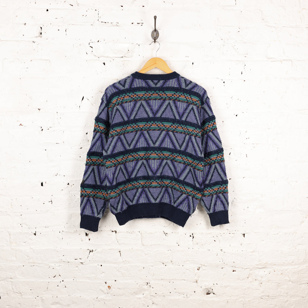 90s Pattern Knit Jumper - Purple - S